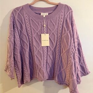 Entro Lavender Cable Knit Sweater | Size Large | NWT | Relaxed Fit